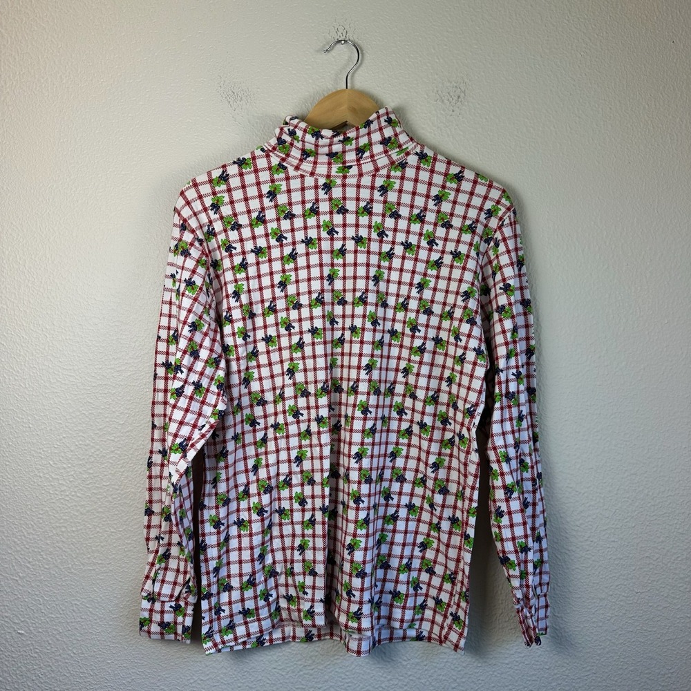 Marsh Landing Turtleneck Top Womens Medium White Red Plaid Excellent Christmas